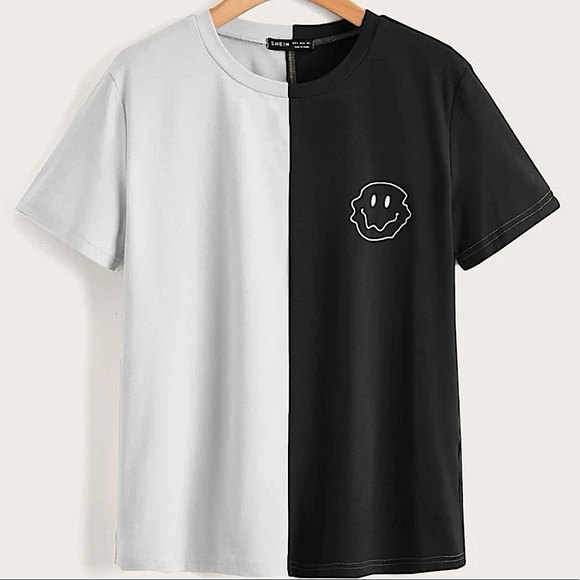 SHEIN Other - Color Block Smiley Face Tee Size L